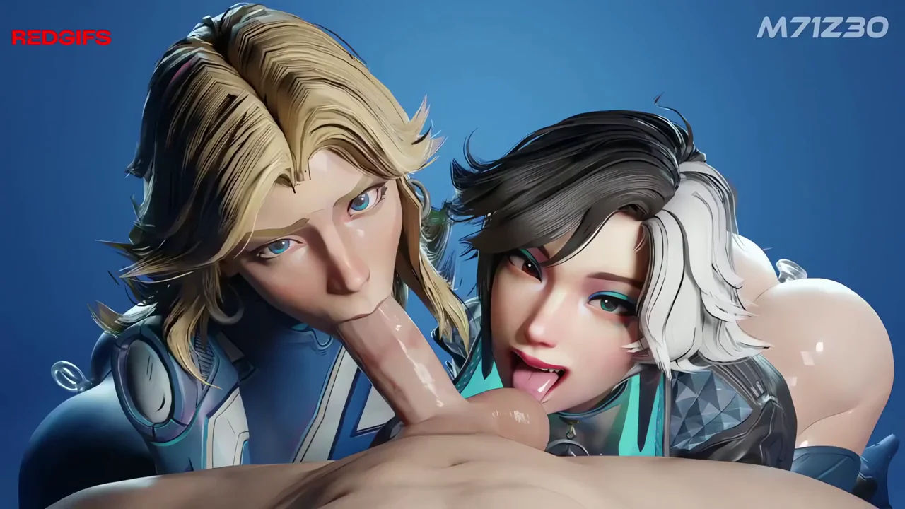 Luna Snow & Invisible Woman POV Double Deepthroat Slurp Fest