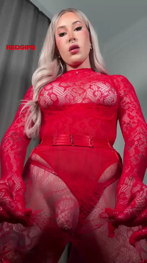 Girldick Tease: Suck My Thick Bulge Outta This Lacy Red Bodysuit!