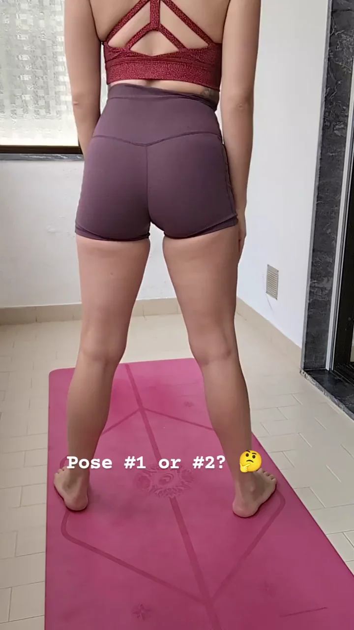Petite Yoga Slut's Booty Begging in Tight Purple Leggings 🍑