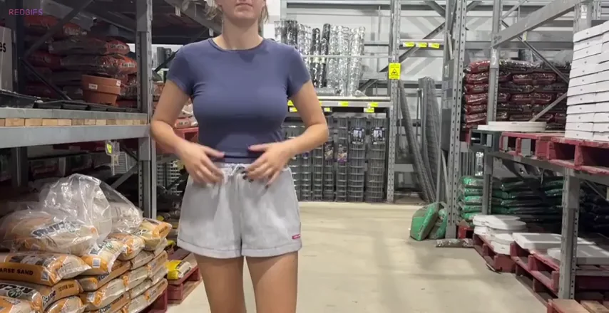 🔥 Sneaky Big Tit Flash in Hardware Store 😈