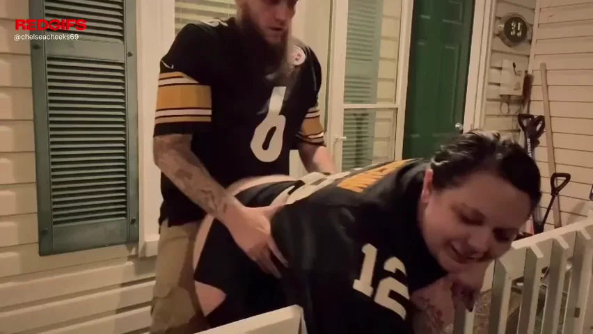🏈 Sweaty Steelers Public Pound - Hydrate for This Outdoor Doggy Slam! 💦🍑