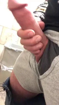 🍆 Forearm-Thick Monster Cock Jerked Off in Grocery Store Bathroom Stallion 💦