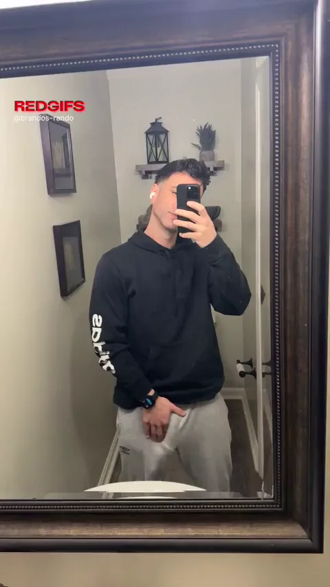 Gray Sweats Bulge Tease: Hung Hunk Jerk Session (33)