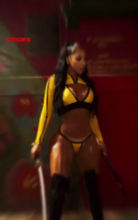 She looking to sword fight