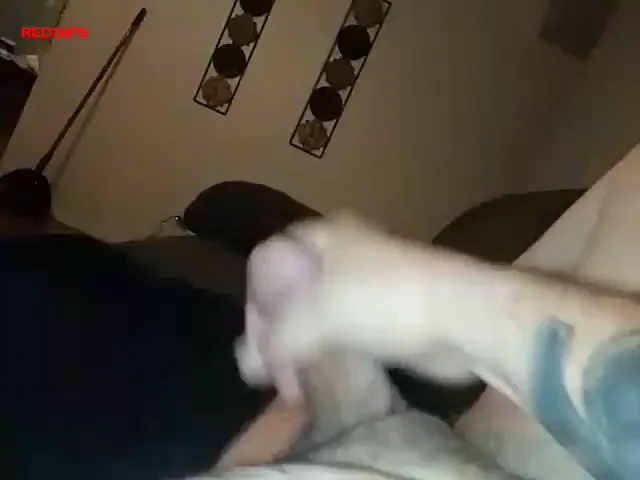 Chilling Dude Jerks His Thick Cock to a Massive Cum Blast