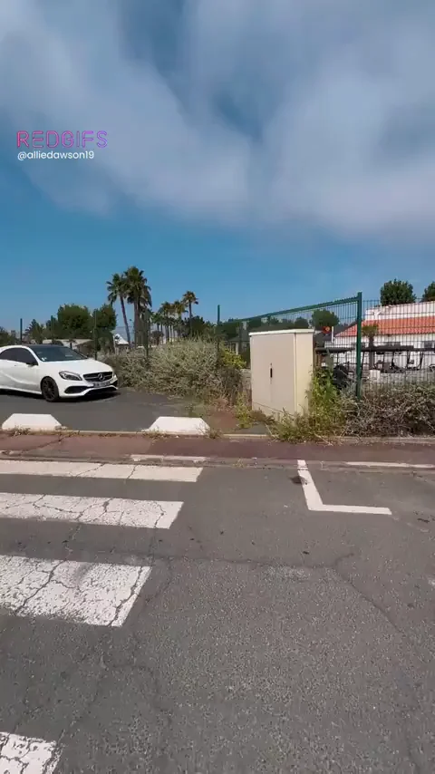 Blonde Slut Flashes Massive Fake Tits in Public Parking Lot 😈🍈🍈