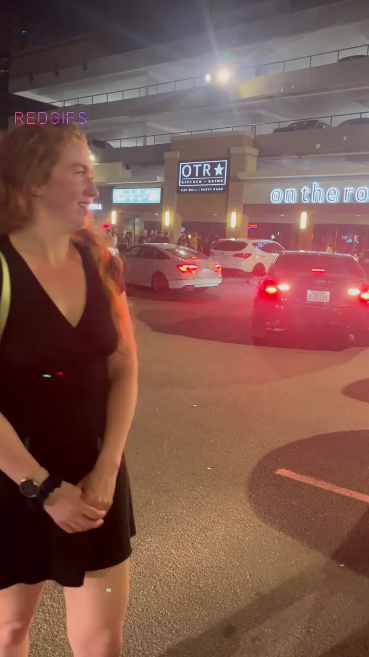 One Shot In & This Redhead Slut Flashes Her Perky Tits in Public Parking Lot 😈🍸