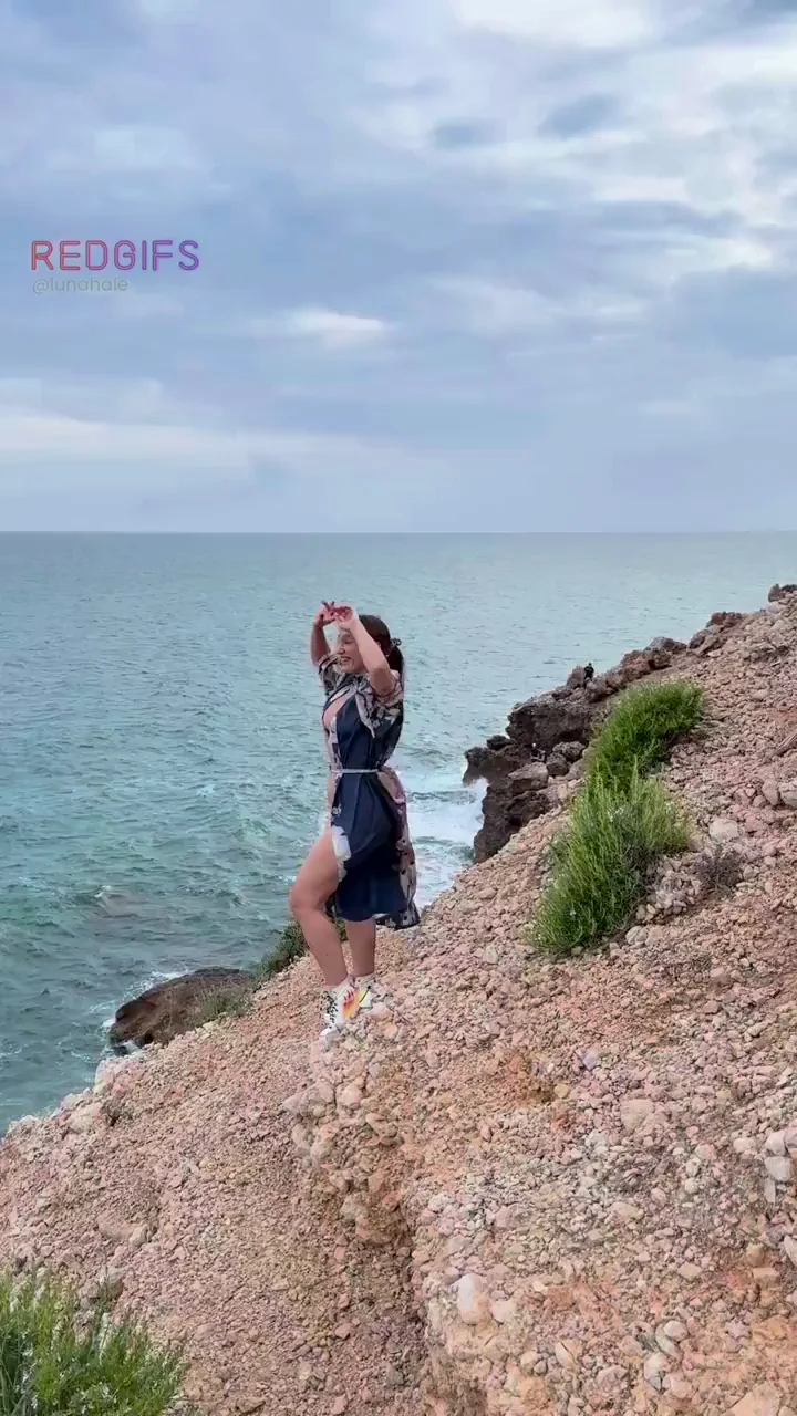 Loved Standing Nude on the Beach Cliff 😈🌊👙