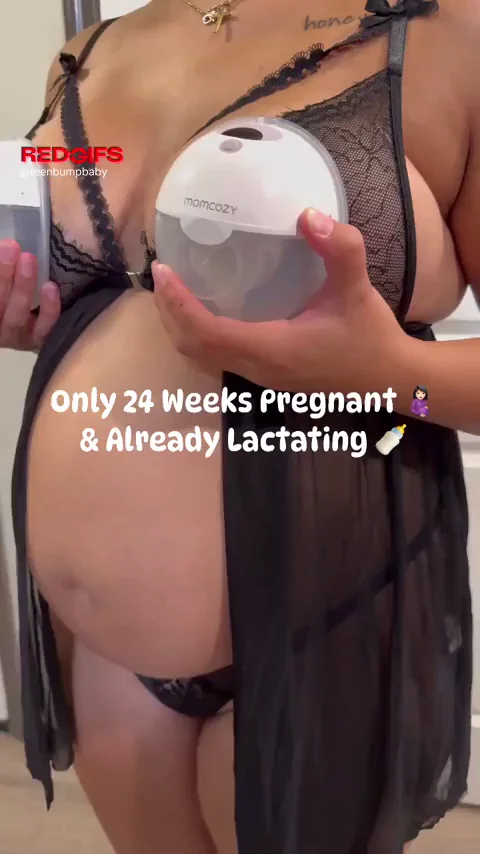 19yo Pregnant Teen's Leaking Lactating Tits at 24 Weeks – Fresh Milk Pump Action! 🥛🤰