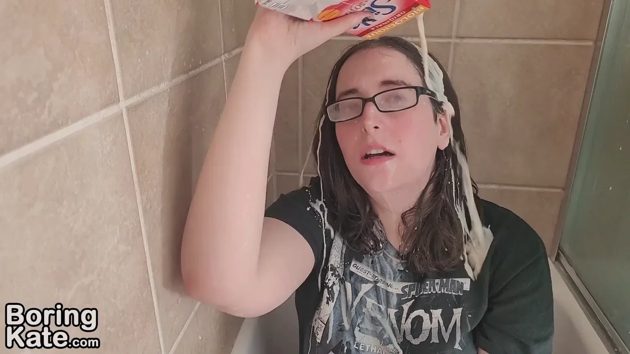 😈 Trans Slut Drenches Face in Cum Shower Bukkake Bliss 💦👓