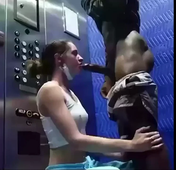 Almost caught by her boyfriend sucking dick in the elevator
