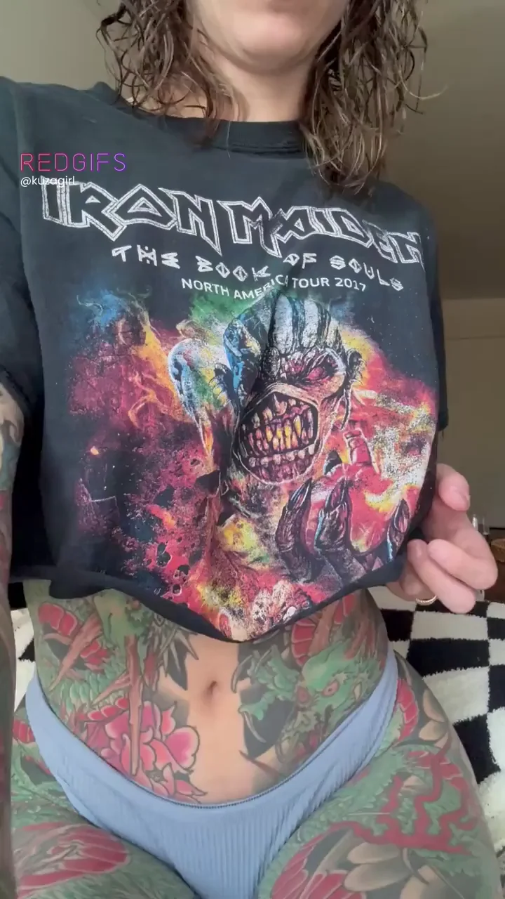 Tattooed Alt Babe's LOTR Binge Tease: Tits Out in Iron Maiden Gear