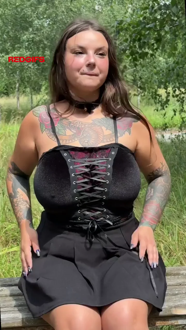 Curvy Tattooed Babe's Jelly Jiggling Tits and Ass Outdoors