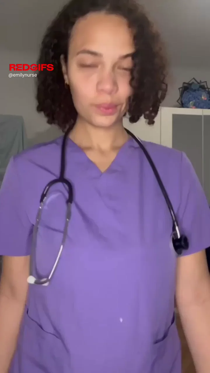 🔥 Sexy Ebony Nurse Tease in Purple Scrubs 😈🍑
