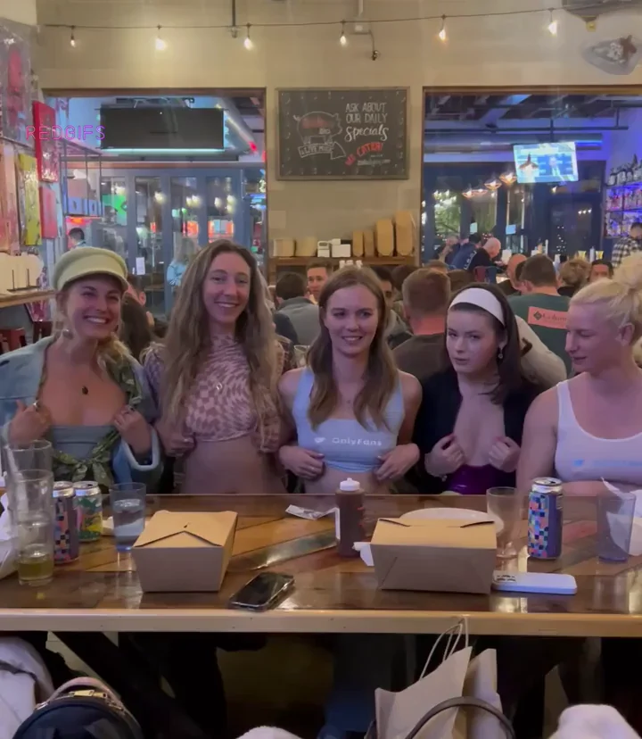 Having some fun in a crowded restaurant