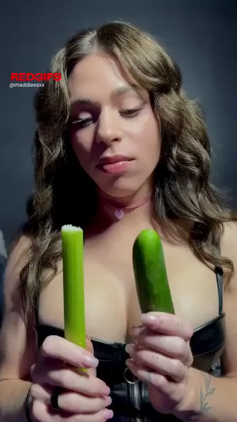 Cucumber Tease: Cute Brunette's Peculiar Veggie Play