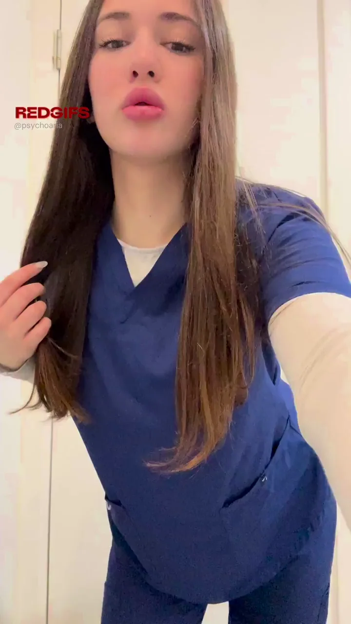 Average nurse with no bra and big boobs