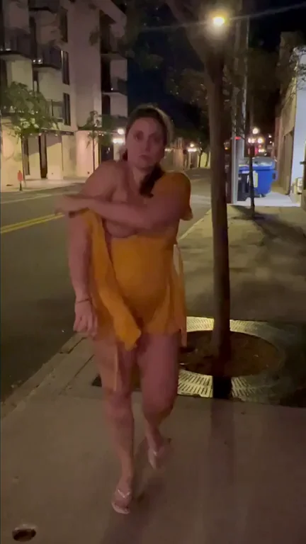 🍸 Drunk Wife Strips Naked in Public Street 🔥 Hold the Moan GIF