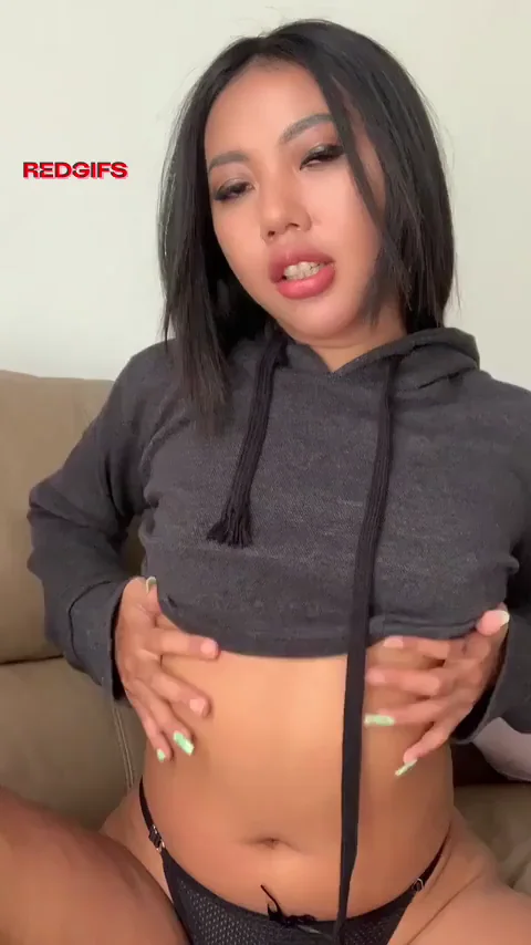 Petite Asian Tease: Cute Hoodie Slut Lifts & Spreads for You
