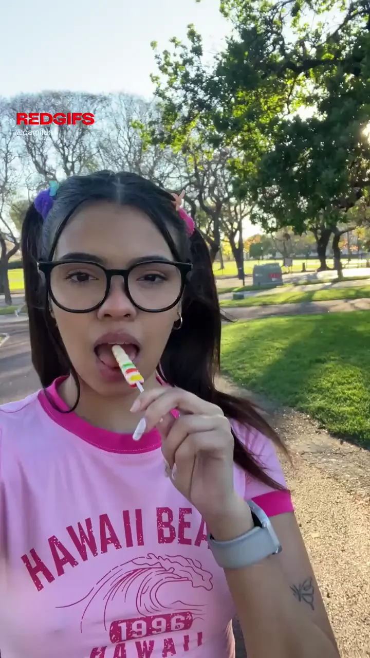 Pigtail Latina Tease: Lollipop Suck in Public Park Gone Wild