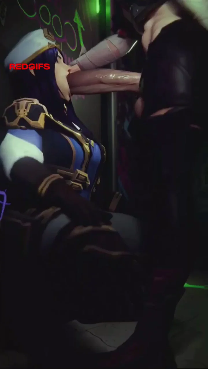 Caitlyn sucking Vi's big cock. (Bonez3dp)