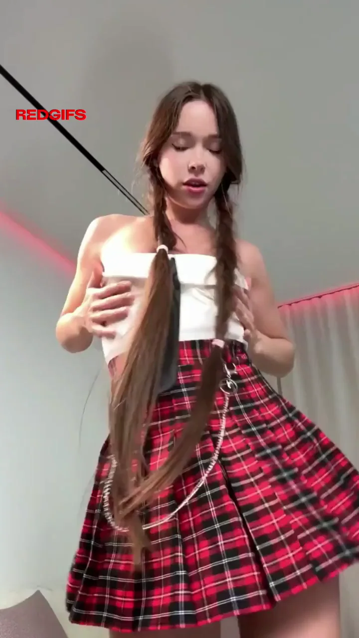 Kate Kuray Teases No Panties Under Plaid Skirt