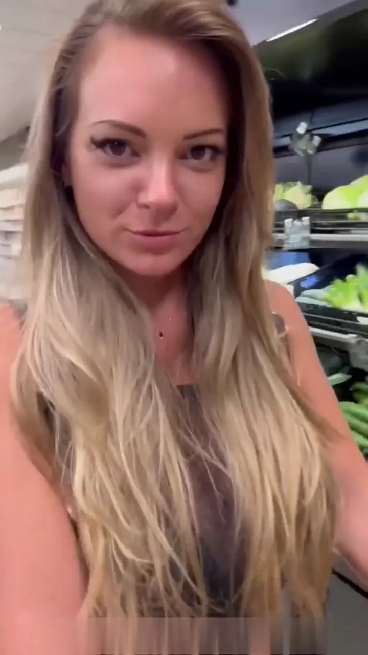 Trashy Blonde MILF Wife Sucks Stranger in Grocery Store Dogging