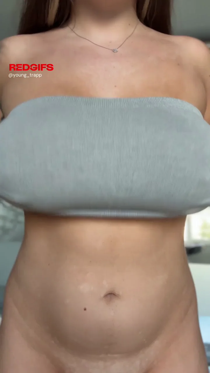 Epic Titty Drop: Massive Bare Jugs Burst Free from Grey Tube Top