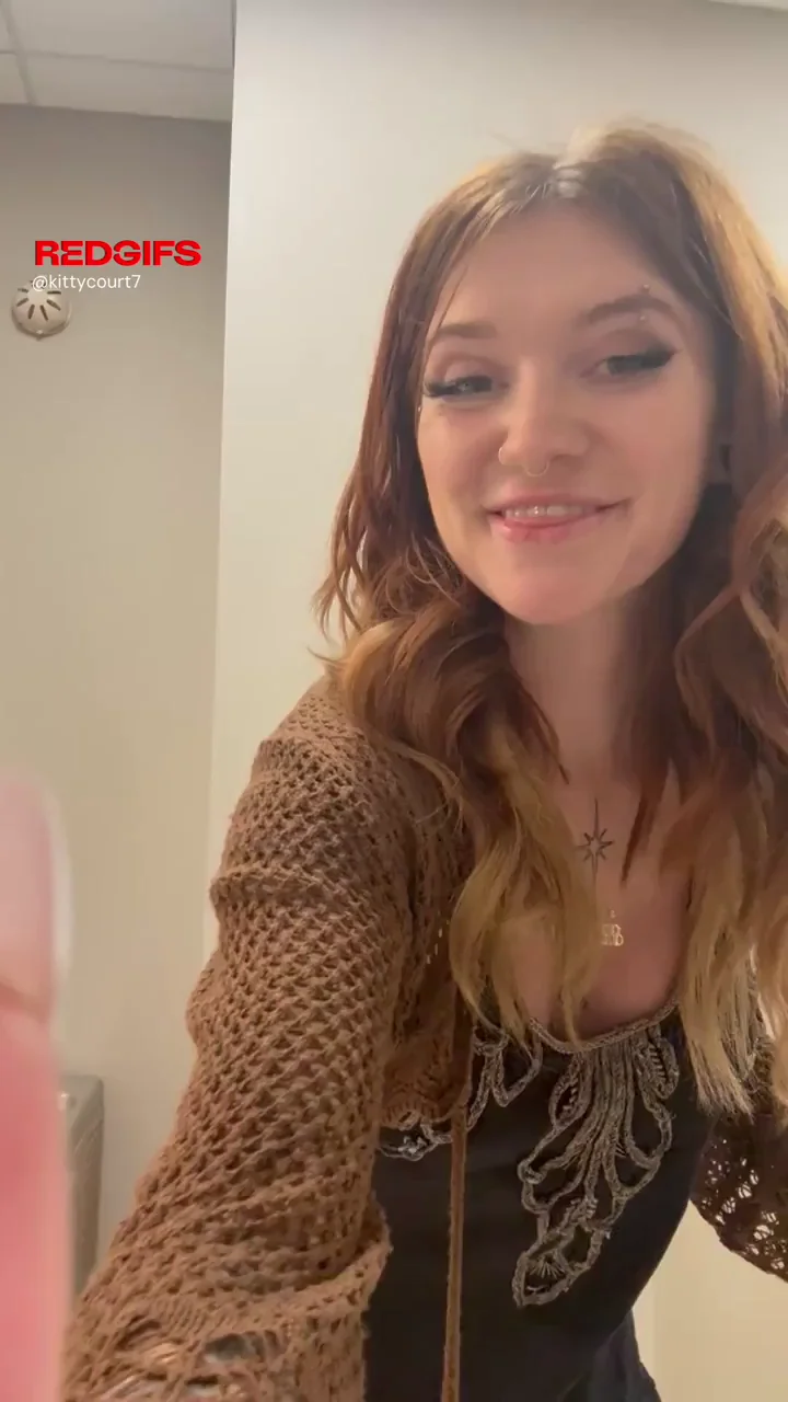Petite Redhead Work Slut Strips Out of Cute Outfit in Office Bathroom Tease