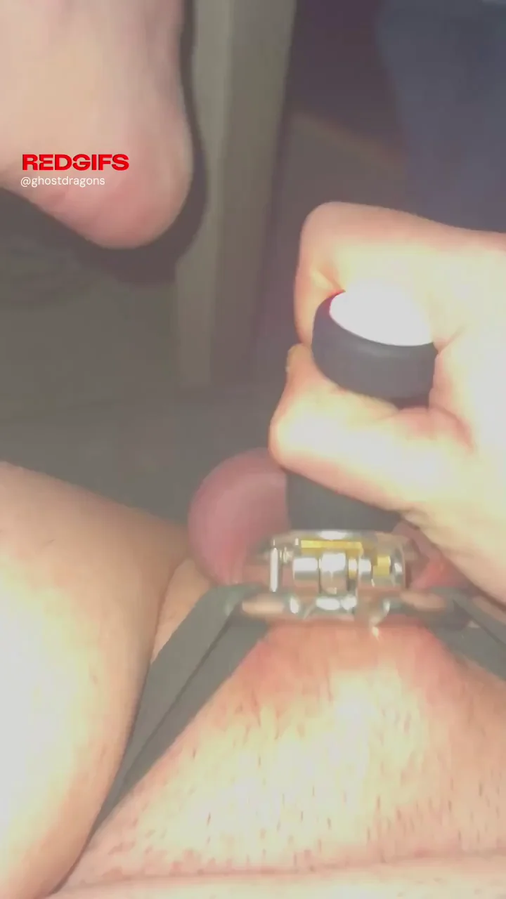 Day 5 cumming from using my vibrator on my caged clit