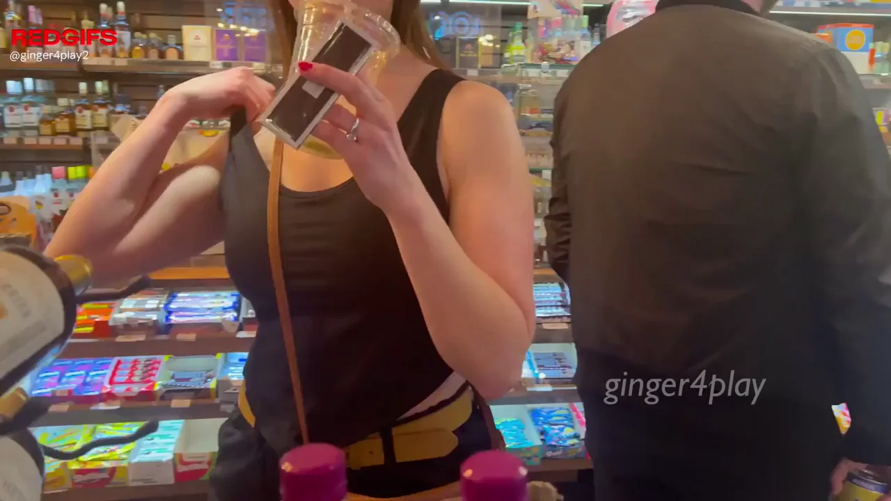Ginger MILF's Public Grocery Tease: Big Tits & Slutty Flirt