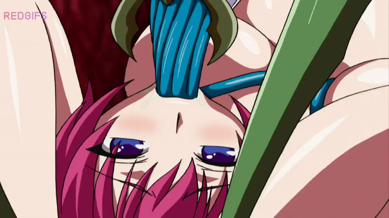 Redhead gets tangled by a tentacle and melts under its relentless pull