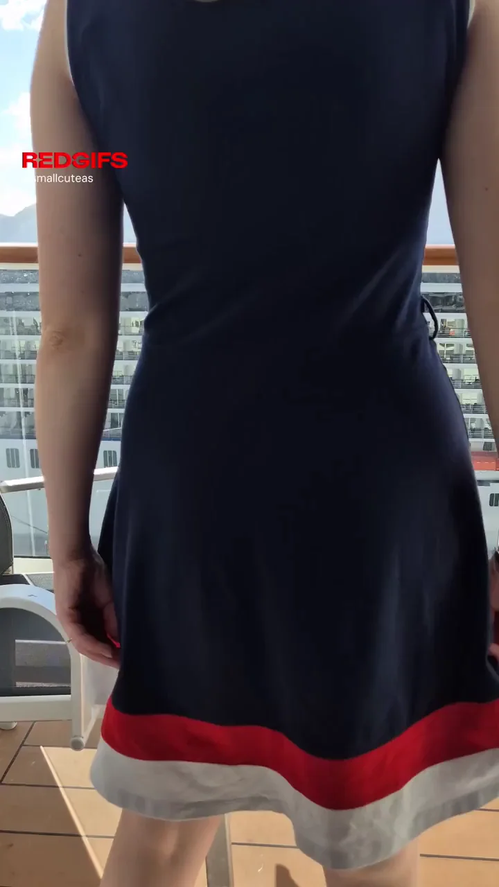 No Panties 😈 Bending Over on Cruise Balcony 💦