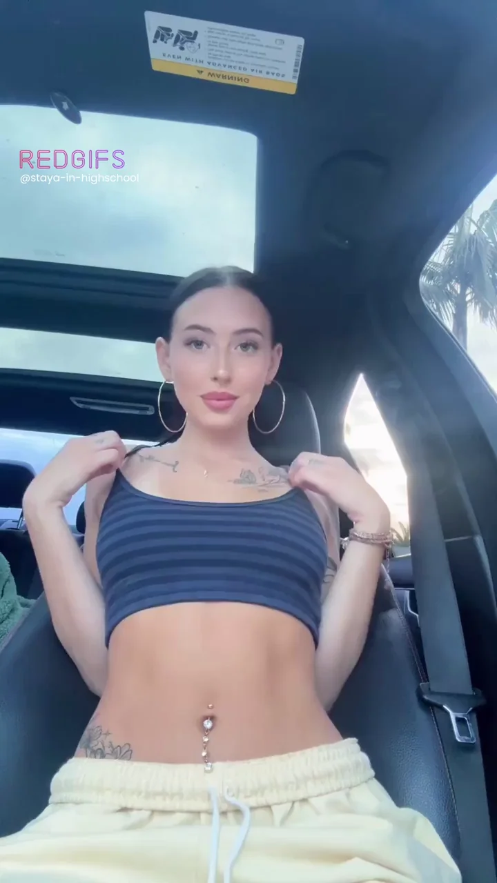 Horny Teen Slut Teases Hungry Ass in Car 😈🍑