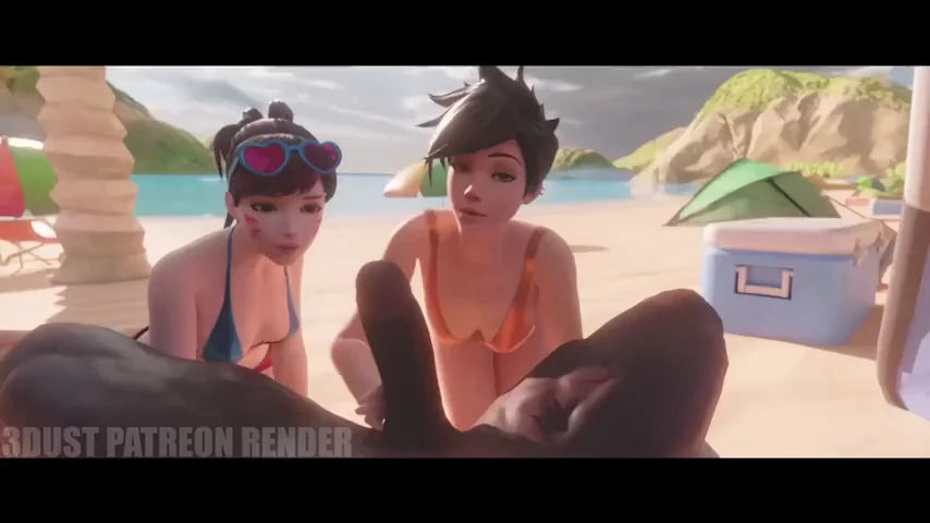 D.Va and Tracer have an excited beach day (threedust)