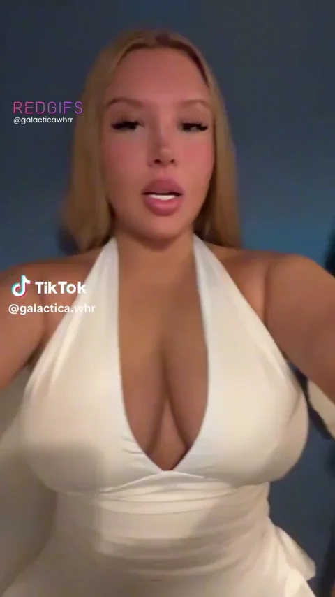 Galactica's Massive Tits Tease in White Halter 😍🍈🍈 #TikTokTits