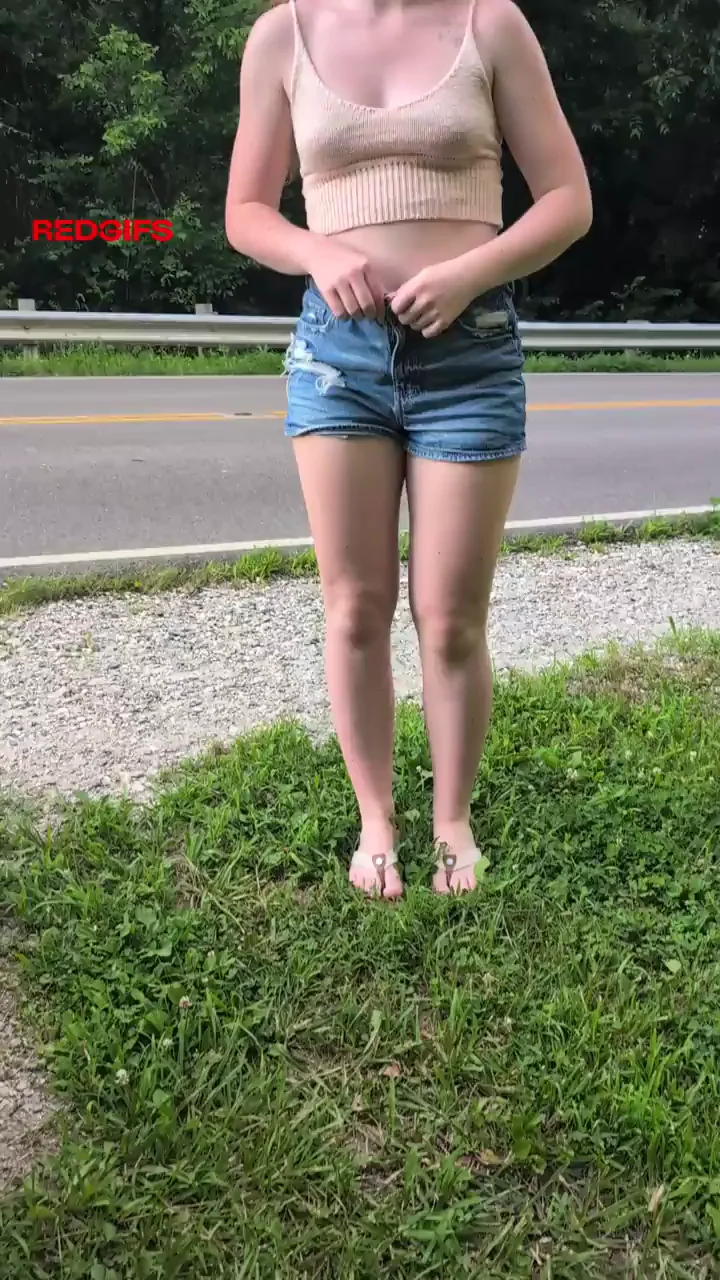 Dared to strip (f)ully nude on the side of the road