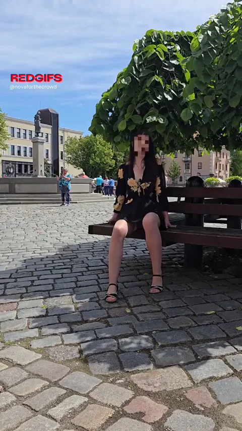 Got dared by my ex classmate (f) to pretend to drop something in a CROWDED public square and expose my upskirt buttplug with no panties and tan stockings. Does it even get any better?? <3