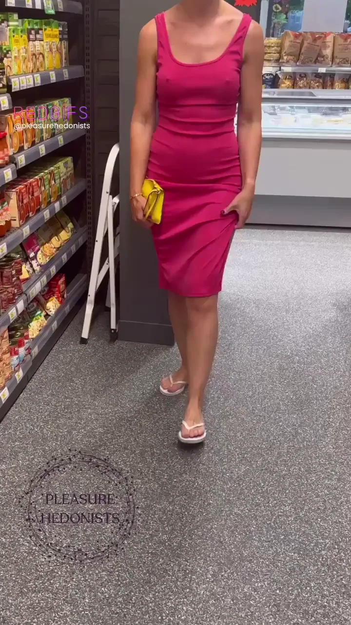 Dared by my husband to flash in the supermarket (f)