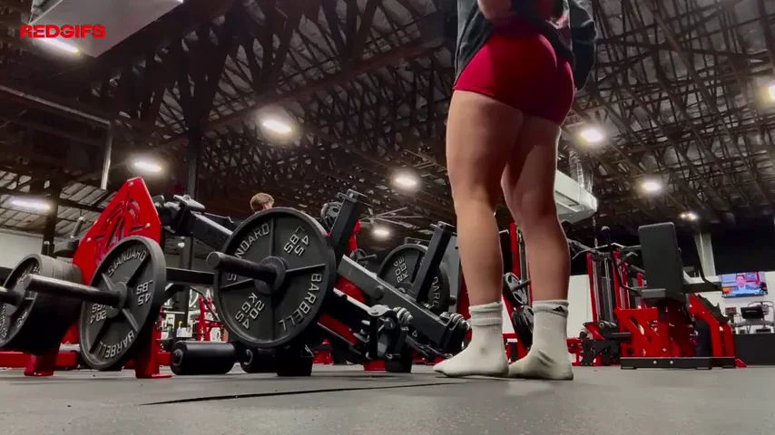 🍑 Gym Slut's Massive Ass Tease in Tiny Red Shorts 💦
