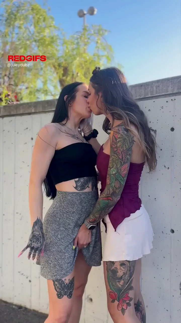 Inked Babes Kissing and Groping Skirt Up