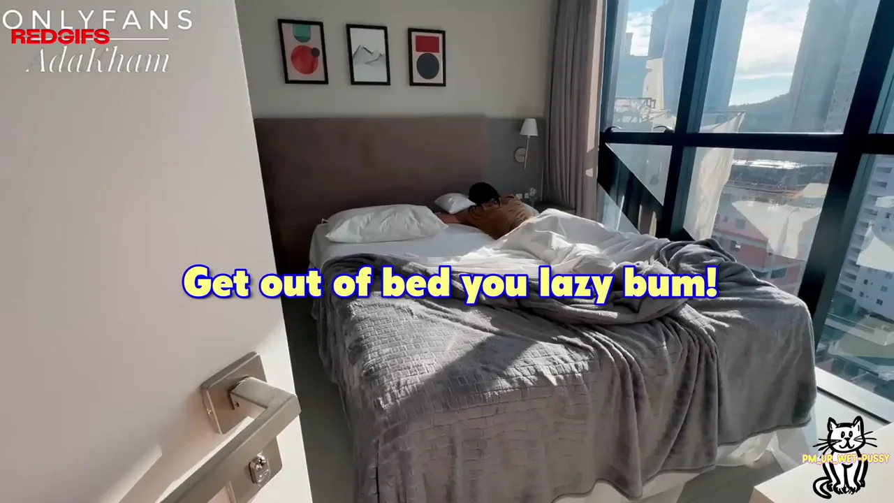Lazy bum didn't want to get out of bed, so fuck her in it!