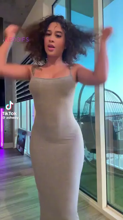 Ashway's TikTok Tease: Big Tits and Juicy Ass in Tight Dress