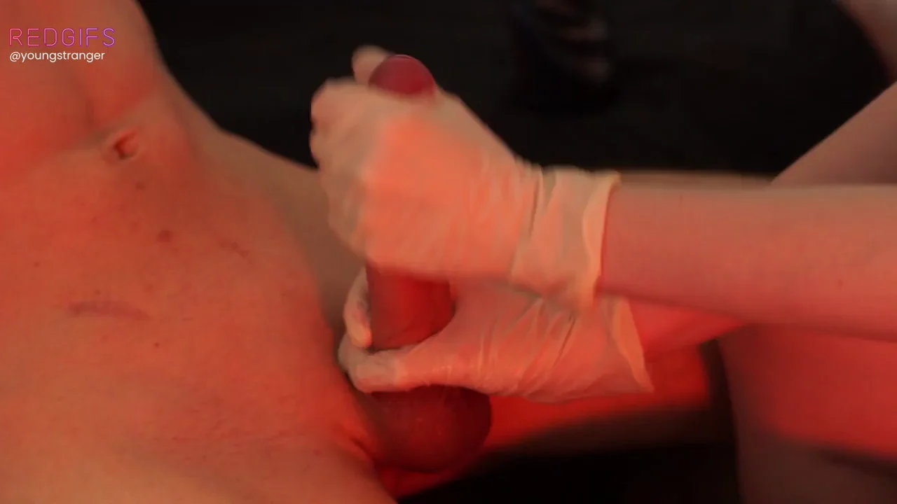 Edging Slave's Swollen Balls in Latex Glove Tease