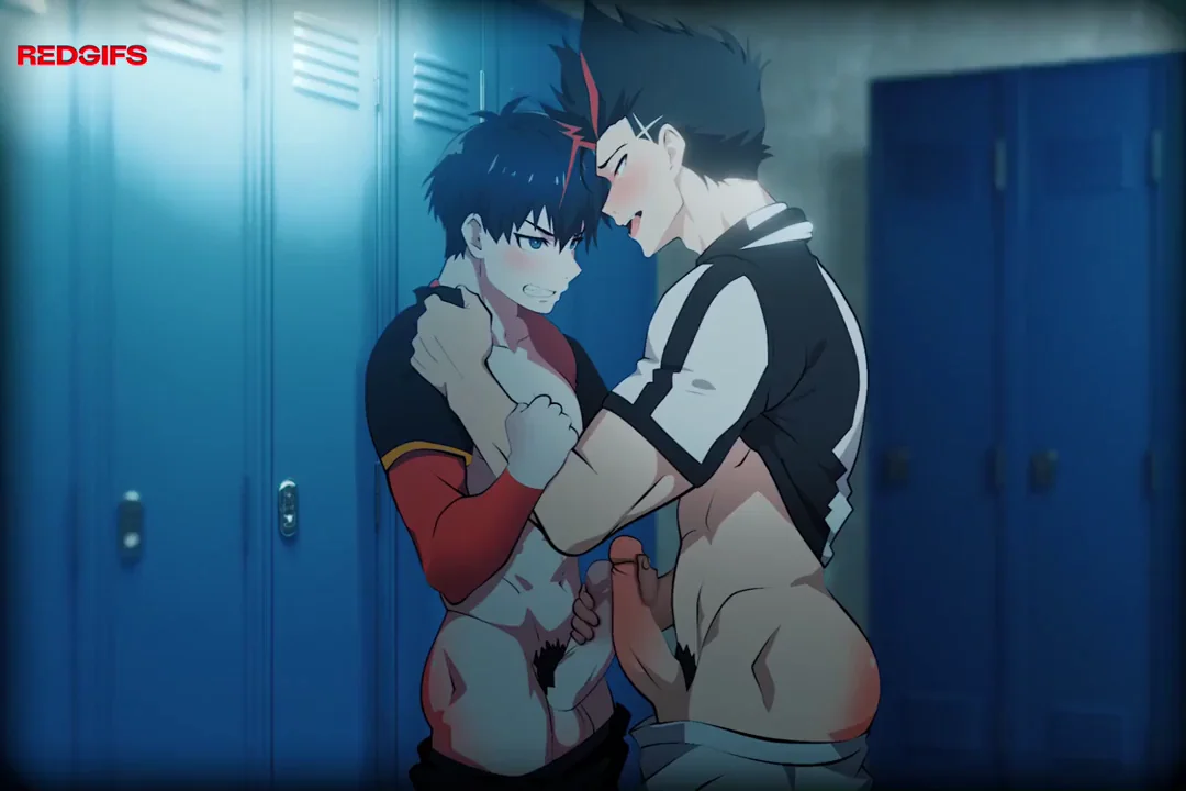 Isagi and Shouei frotting in the locker room (tetrahomoerotica)