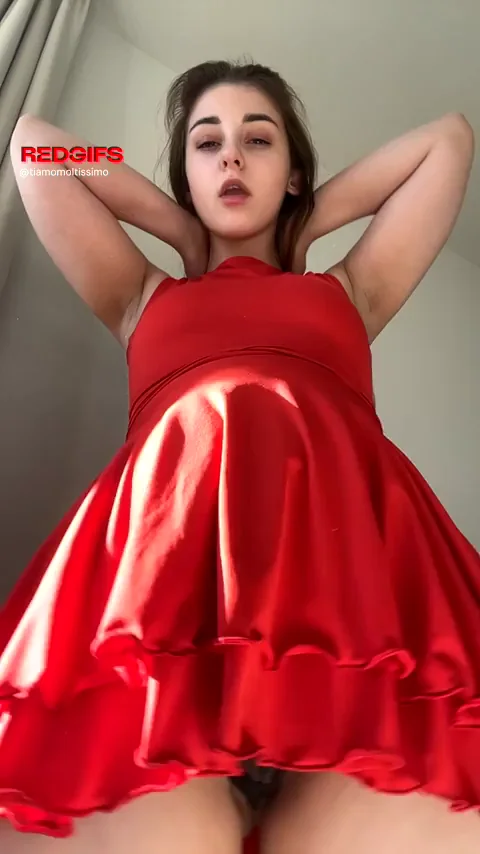 Thin Red Dress Hides Nada 😈 Upskirt Tease 💦