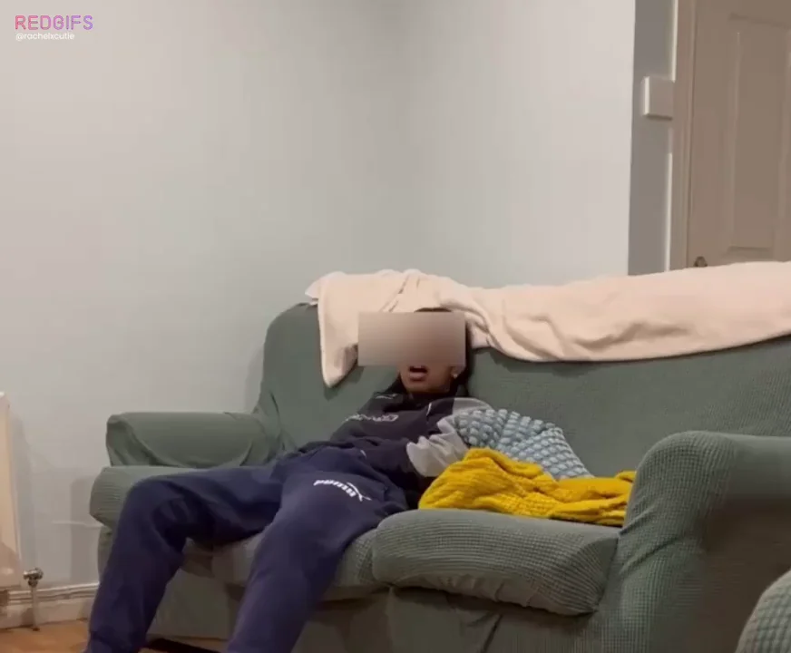 Hot young couple fucking on sofa
