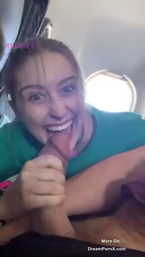 Hot Slut Gives Sneaky Airplane Cock Sucking