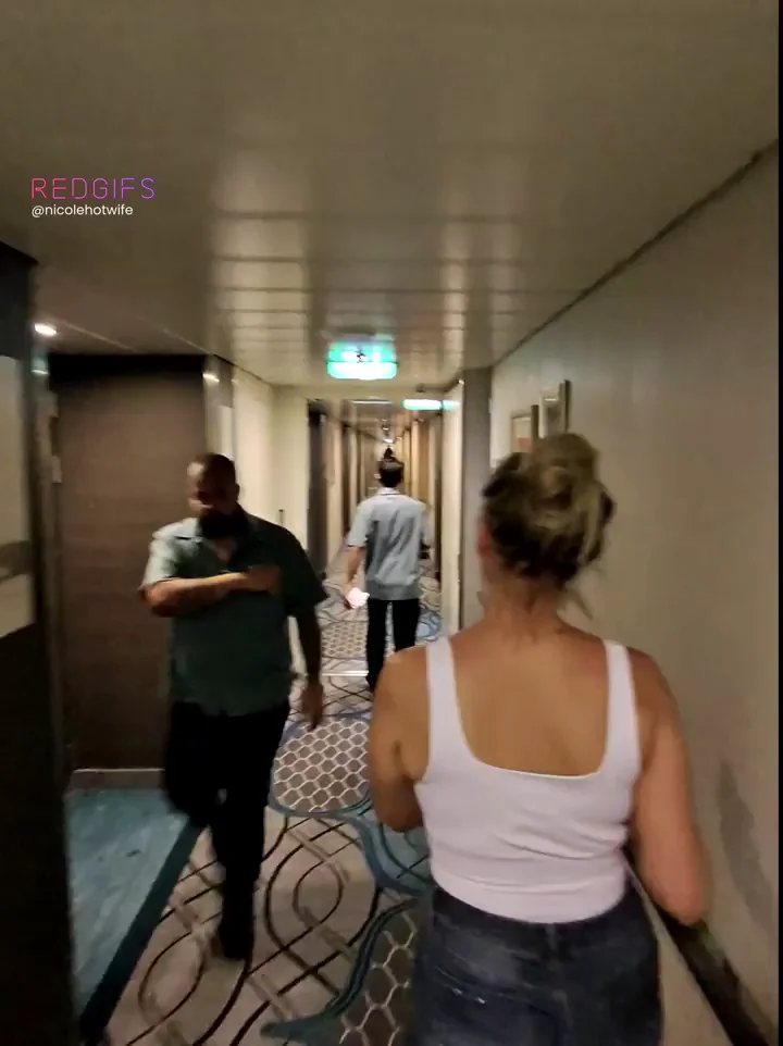 I was sneaking around the cruise ship with my titties out…