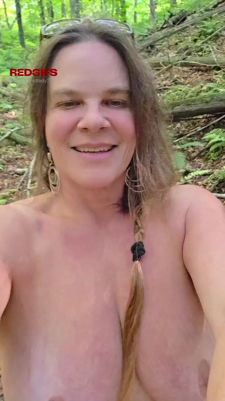 Stranger Gropes MILF's Massive Naturals During Nude Hiking Selfie